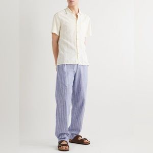 SMR Days Malibu Wide Leg Striped Cotton Voile Drawstring Trousers Pinstripes